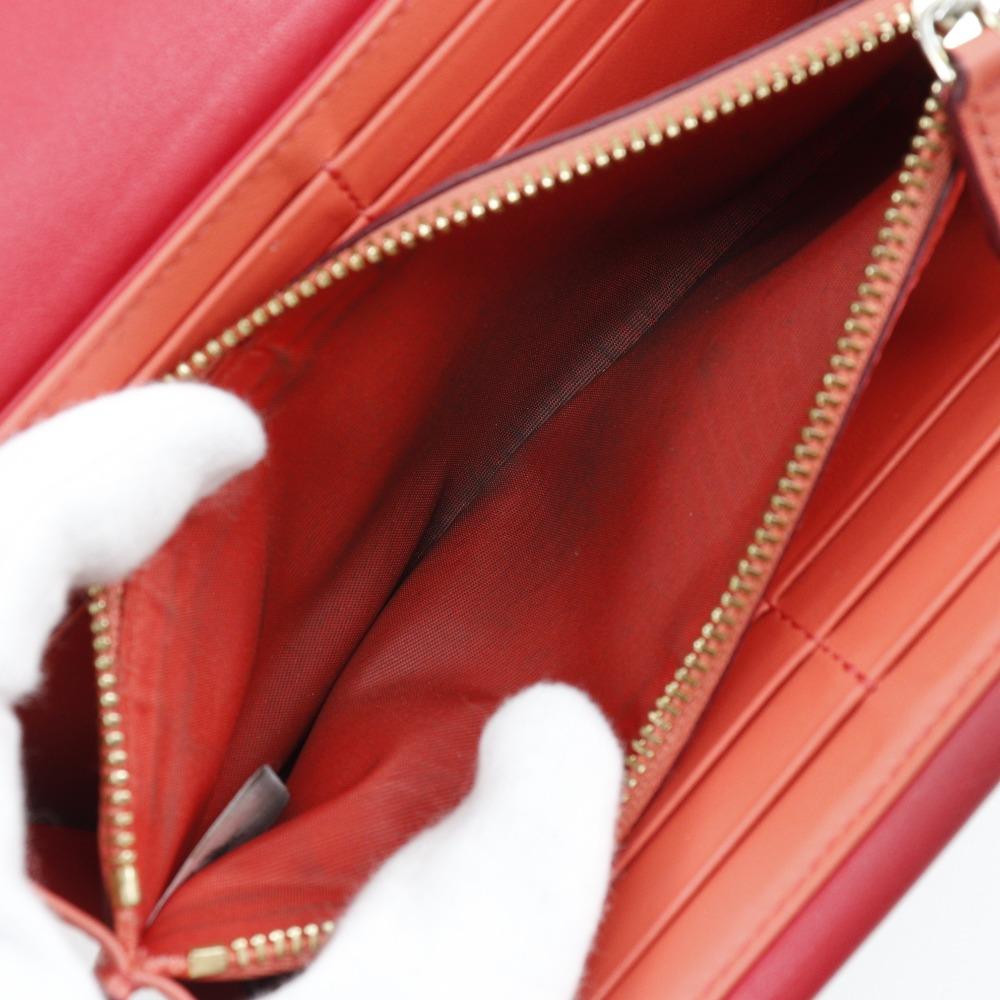 MCM Patricia Kette Brieftasche Colorblock Vicetos Braun / Rosa Leder/PVC Damen Gebraucht