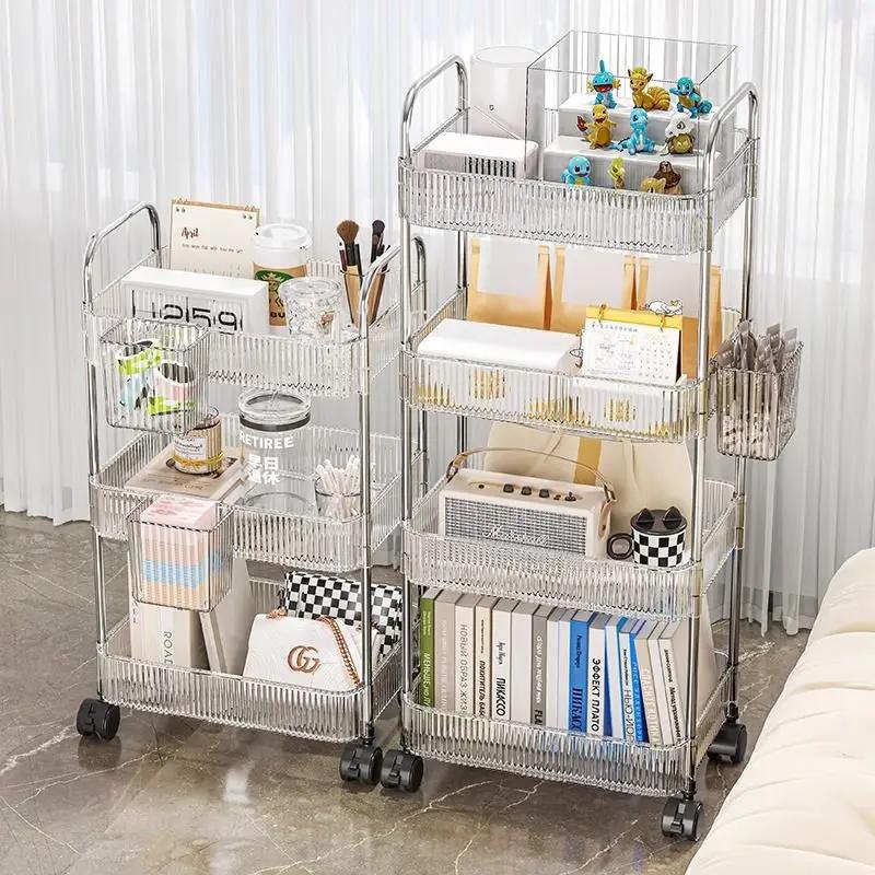 2025 New Wheeled Acrylic Storage Cart - Transparent Multi-layer Storage Rack, Suitable for Kitchen and Living Room Storage Racks