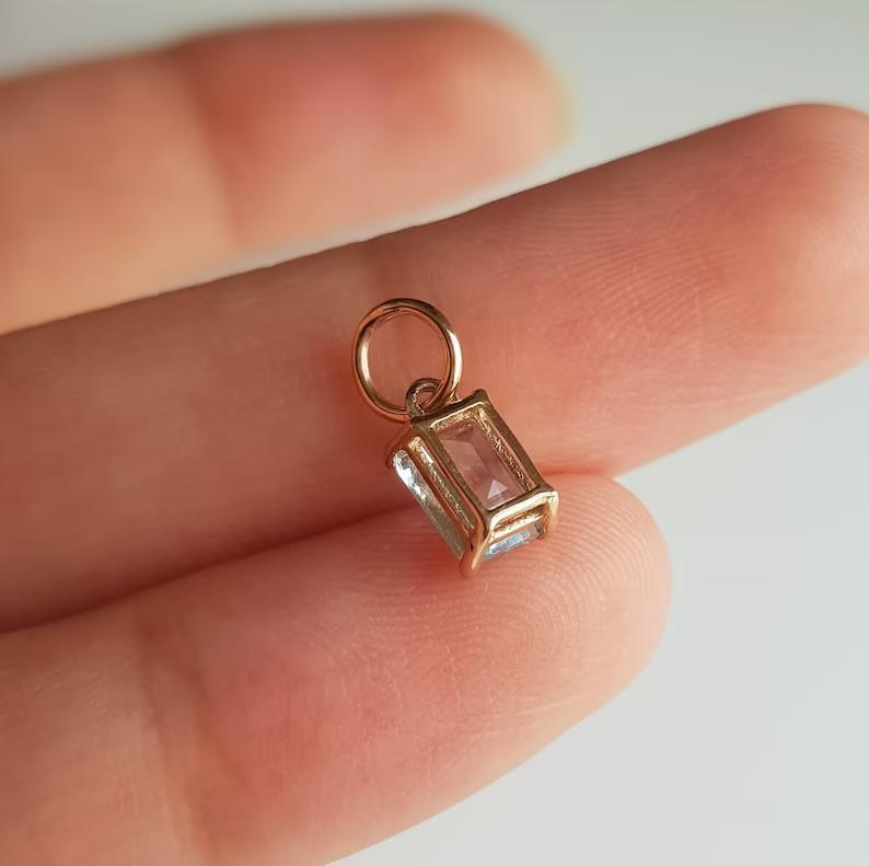 Aigue-marine naturelle en argent sterling 925, pendentif en forme d'émeraude, collier avec pierres précieuses