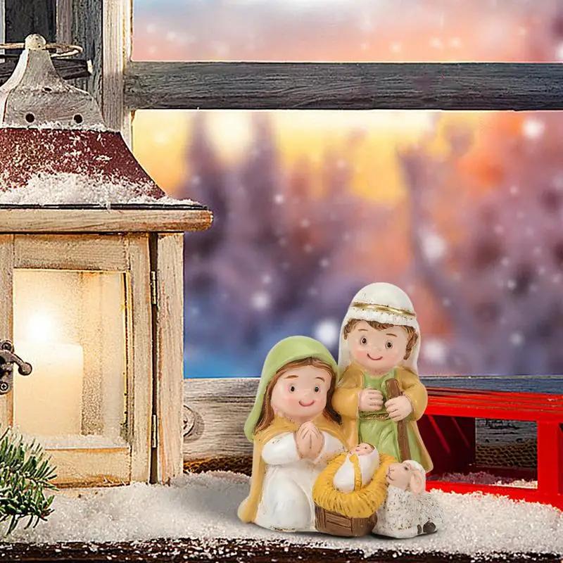 Nativity Scene Statue Set, Miniature Christian Christmas Decor for Home, Aesthetic Nativity Ornament Collection