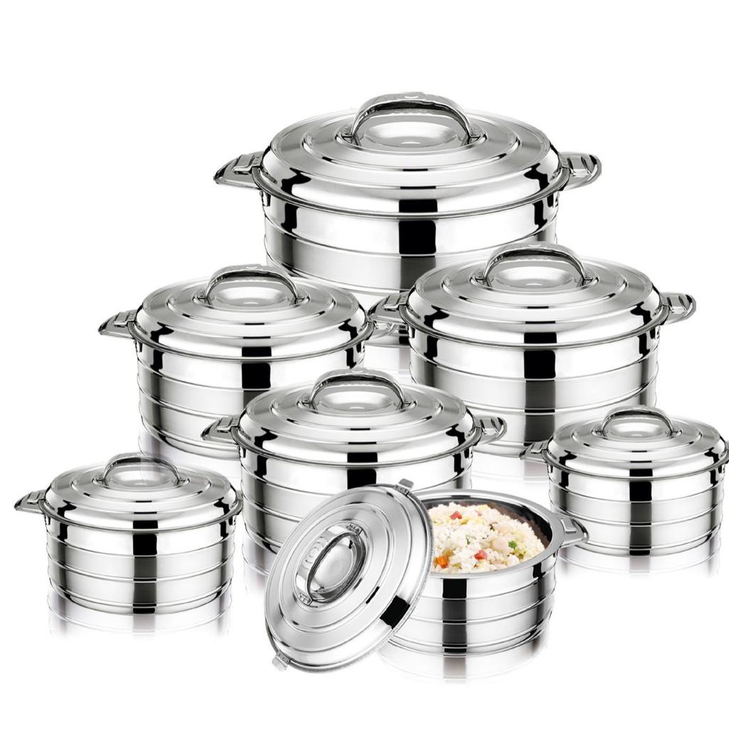 Stainless Steel Insulated Pot Set with Lid - Large Capacity 3/4/5 Piece for Africa: Ideal for Household Use, Rice, and Boiling Water.