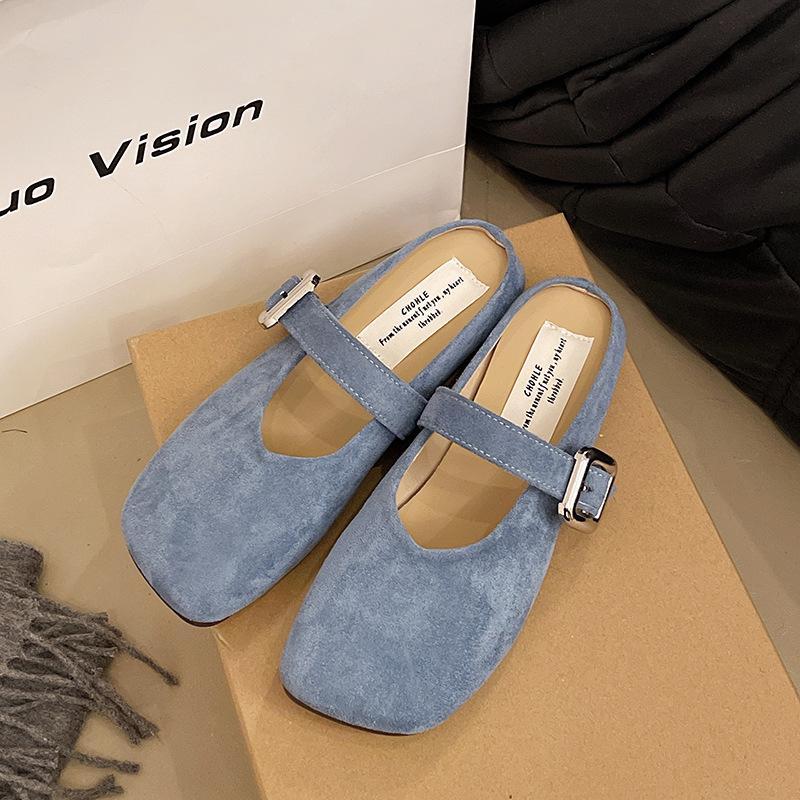 Fashion 2025 Spring Retro Single Shoes Comfortable Rubber Bottom Ladies Sandals Wider Toe Box Ballerina Slippers Style