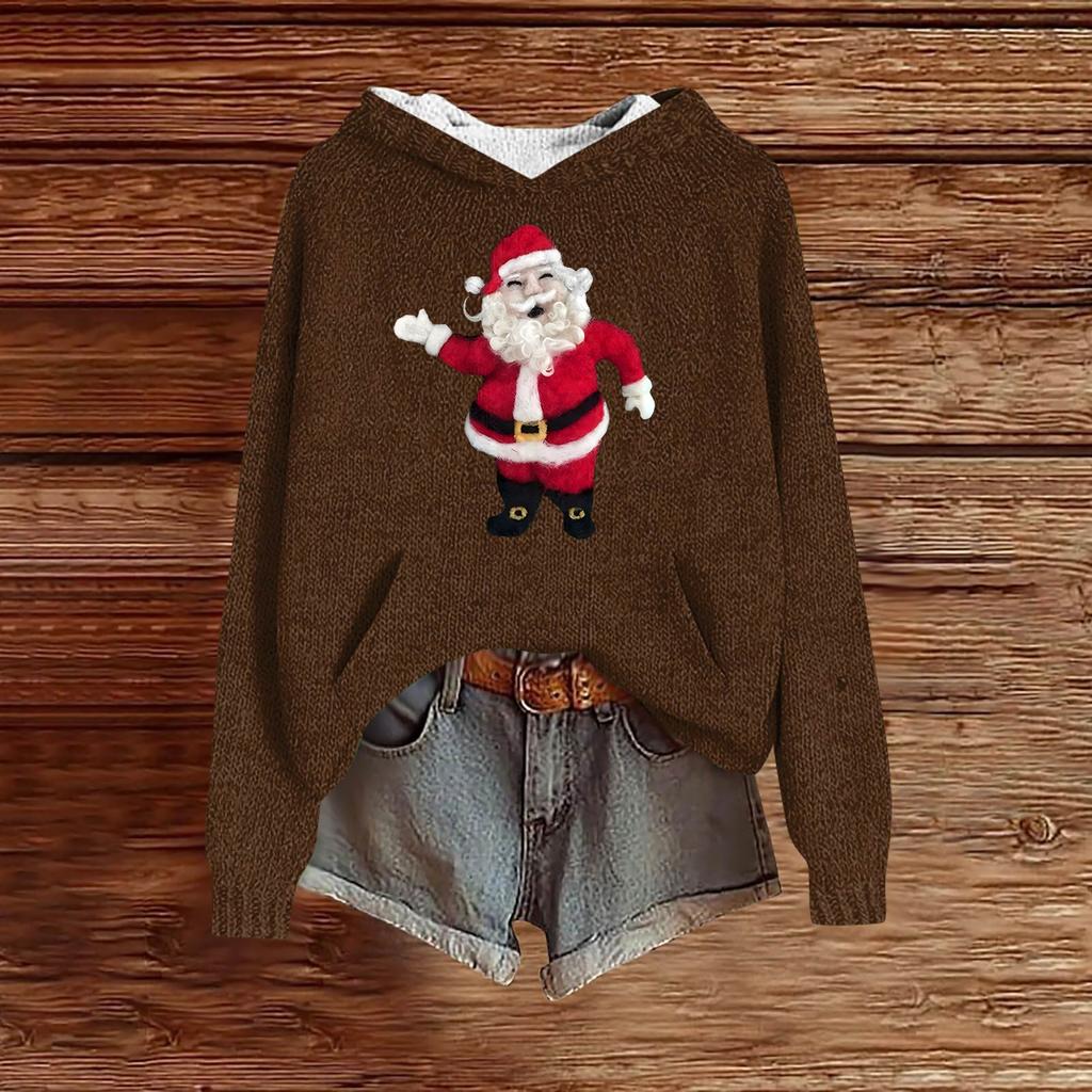 Dámské mikiny Pletený svetr Roztomilé tričko Podzimní pulovr Mikina s kapucí