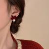 Velvet bow earrings for women, new bestseller, high-end niche design earrings, sweet and versatile earrings