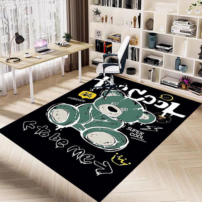 1pc too cool to be me Home Office, Durable Polyester Floor Mat with Easy, Office Decor, Urban Style, Nonslip Backing, Highquality Fabric