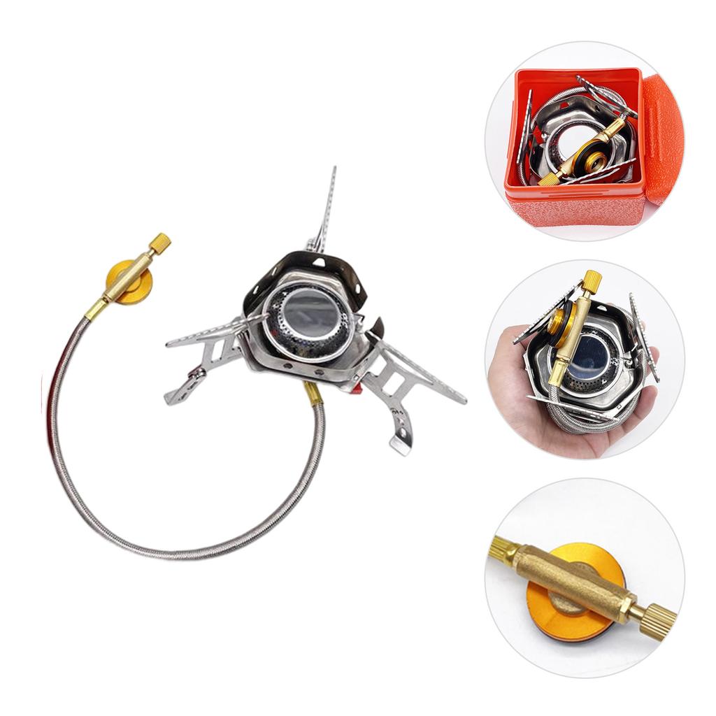 Split Camping Gas Stove with Hose and Storage Box Foldable Camp Gas Tank Stove Portable 4000W Lightweight Camping Supplies