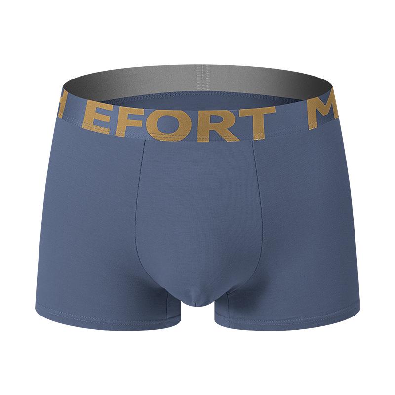 Men's Pure Cotton Boxer Briefs with Antibacterial Cordyceps and Breathable Crotch in Trendy Letter Design