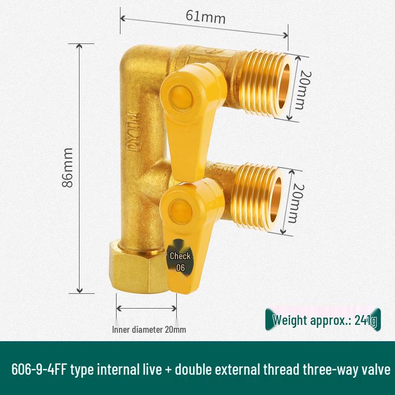 Shieldyun Gas Three-Way Valve with Switch for Natural Gas Meter Pipeline - Ball Valve Connector