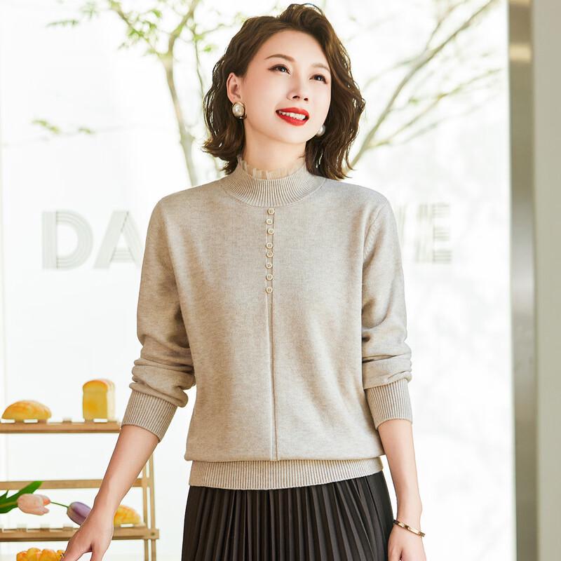 Jianhu Women's Mid-Aged Turtleneck Knit Top