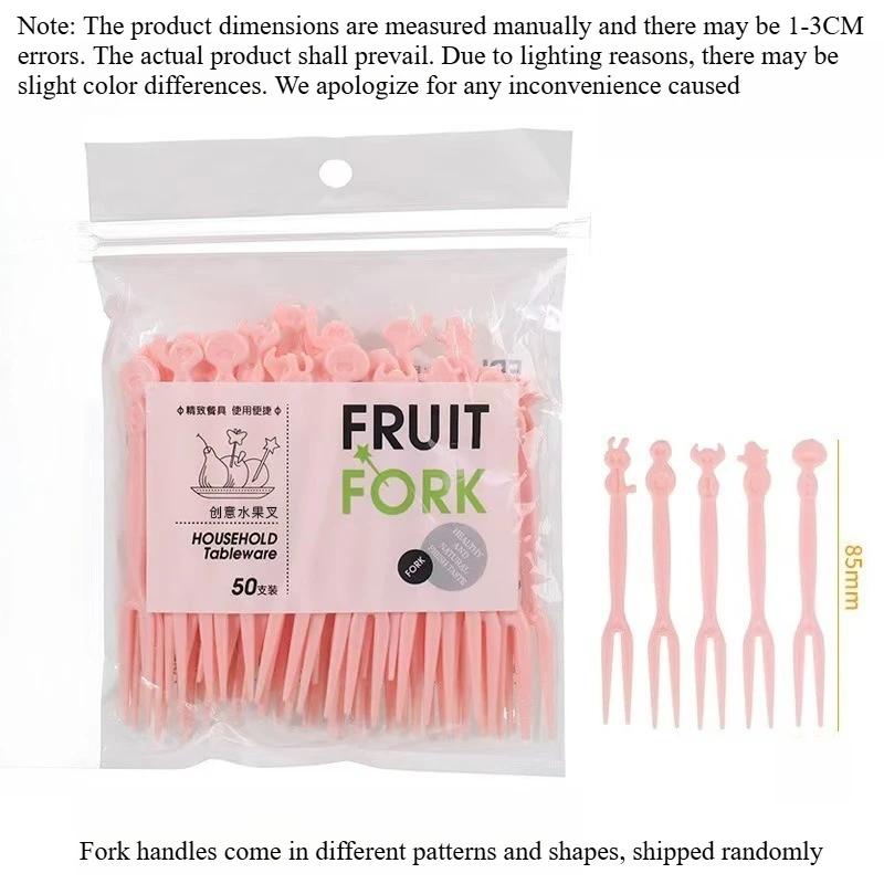 50pc Cartoon Fruit Fork Cute Animal Bento Box Decoration Fork Cake Dessert Fork Mini Cartoon Toothpick Children Lunch Accessorie