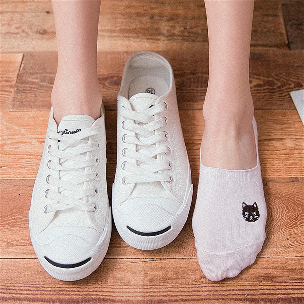 New Girls' Funny Summer Spring Cute Embroidered Kitten Invisible Sokken Cat Claw Footprint Women's Soft Cotton Socks Dropship