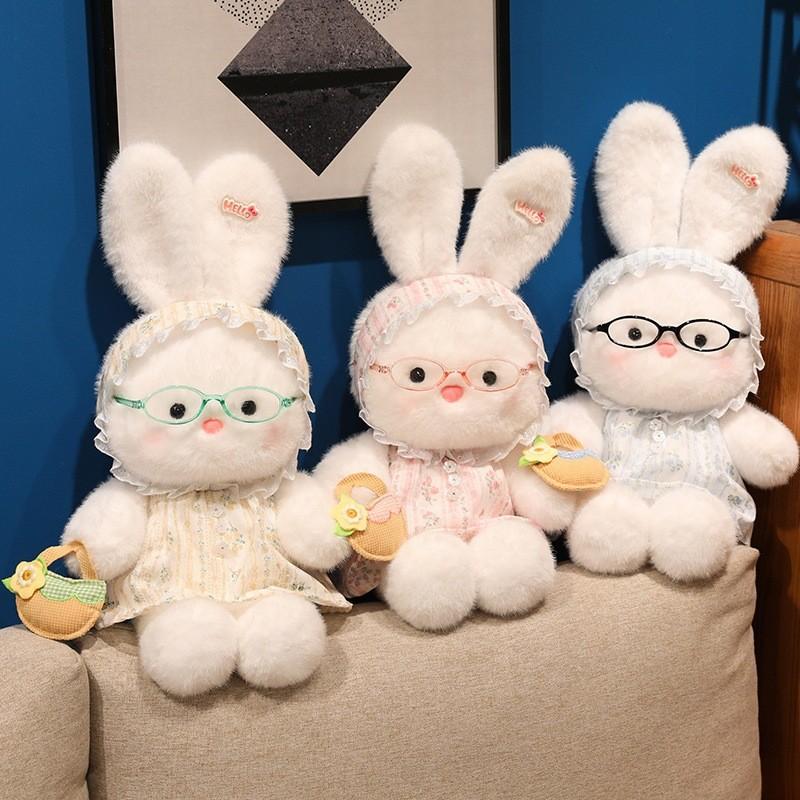 Plush Bunny Toy With Glasses For Children Gift And Comfort