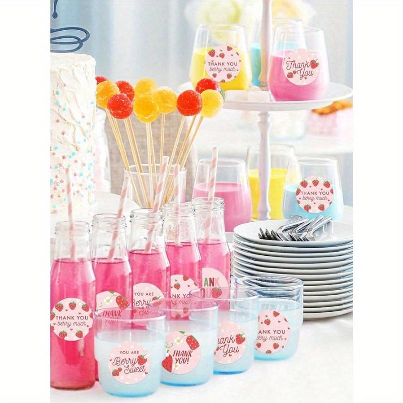 500pcs/Roll Strawberry Thank You Stickers, Non-Adhesive Seal Stickers, Fruit Decorative Stickers Suitable for Birthday Gifts, Party Cakes
