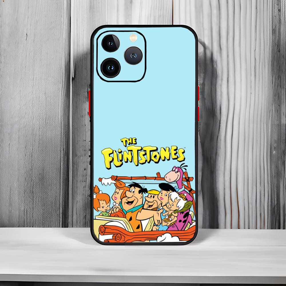 Classic Cartoon The F-Flintstones Phone Case Black Matte Thin Phone Case For iPhone17 16 15 14 13 ProMax