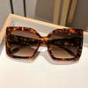 New Large Frame Oversized Square Sunglasses with Gradient Lenses Versatile Color Contrasting & Leopard Print Frames Glasses