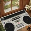 Vintage Boombox Radio Doormat Non Slip Living Room Carpet Washable Rug 80s Cassette Player Print for Entryway Porch Retro Decor