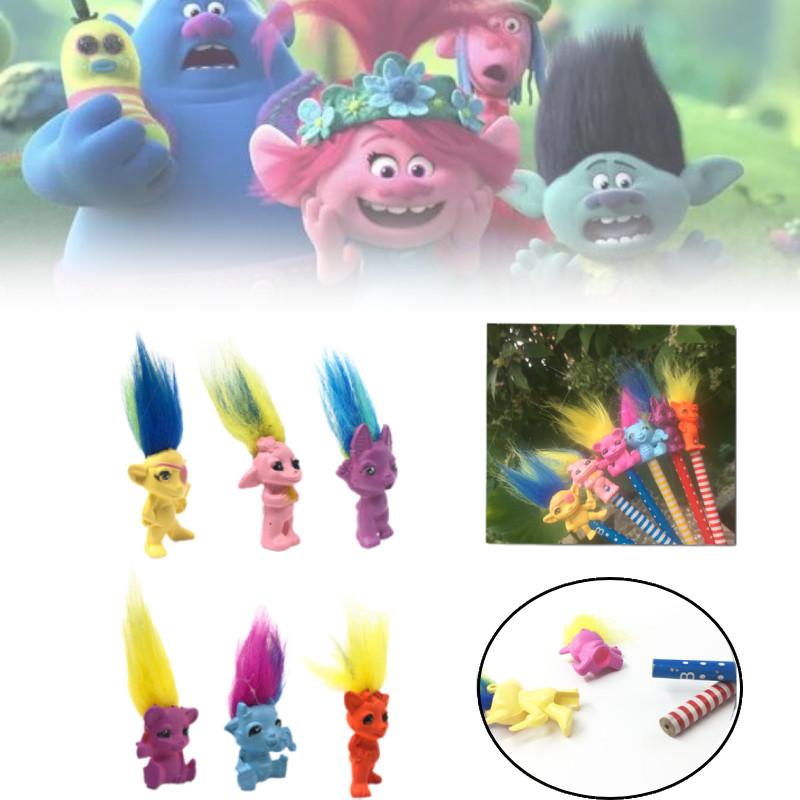 Boneca Troll de Plástico Adorável de Desenho Animado Com Cabelos Coloridos Brinquedo Colecionável Vintage