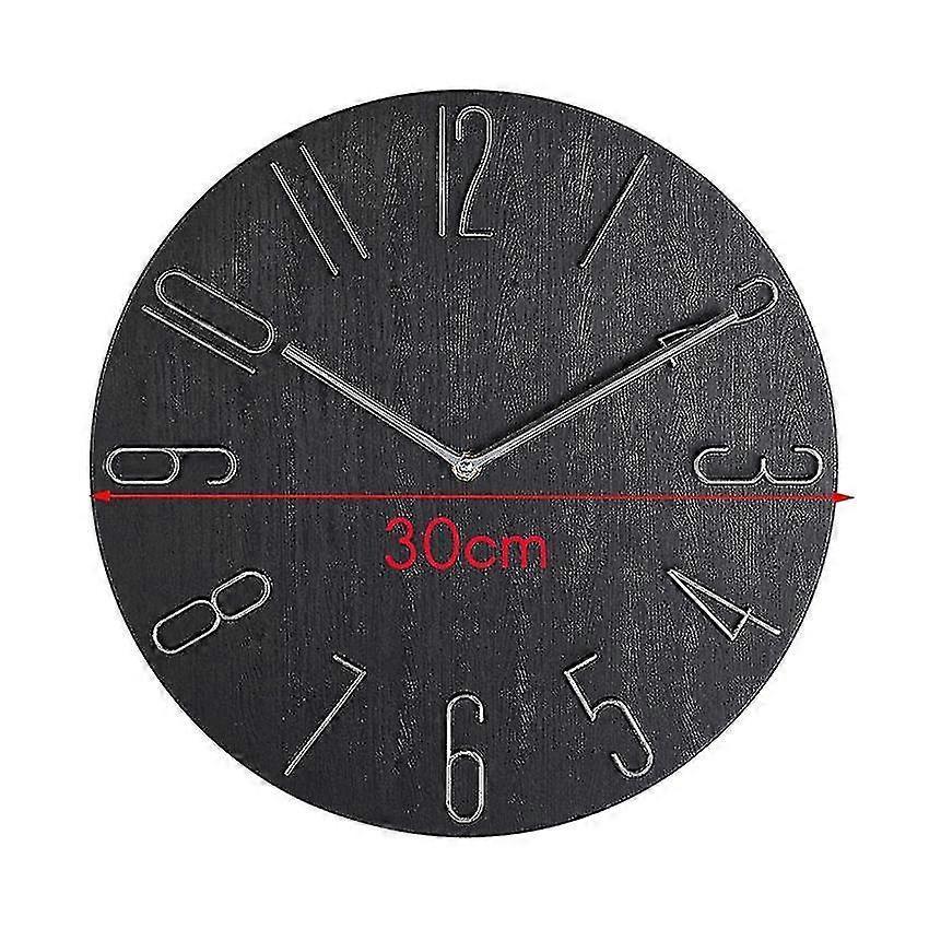 Simple Wall Clock 12 Inch Living Room Home Wall Clock Clock Watch Fashion Bedroom Wall Clock-black - Ri