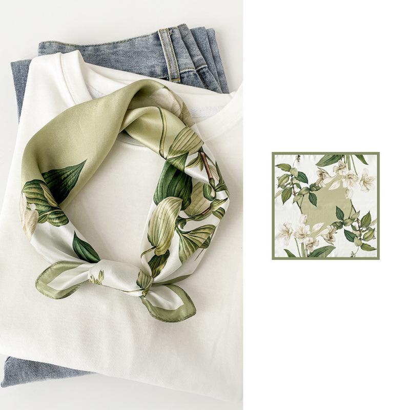 53 Einfacher Crêpe Satin Seidenschal Seide High-End Nationaler Stil Druck 100% Maulbeerseide Seide Luxus Seiden-Quadrat-Schal Damen-Schal