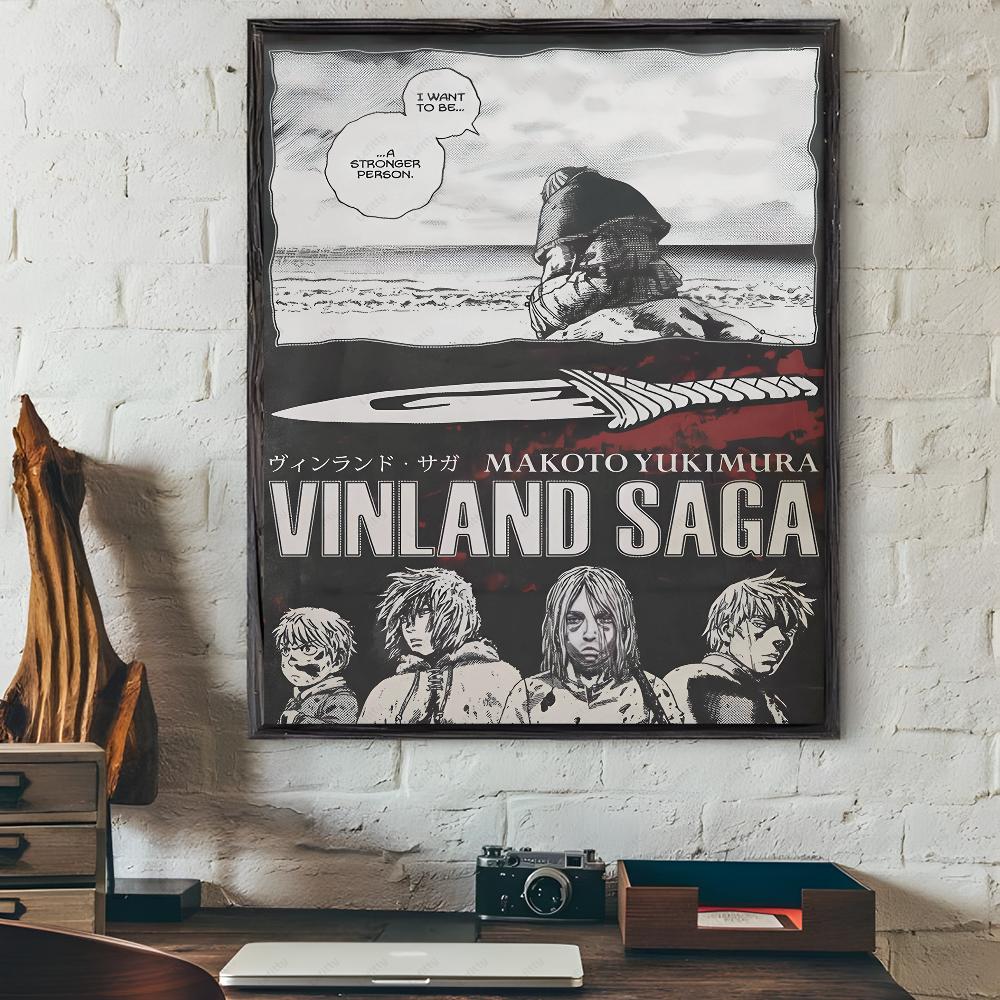 Cool V-Vinland M-Manga S-Saga Anime Poster Sticky Wall Art Printing Waterproof Home Living Bed Room Bar Aesthetic Decor