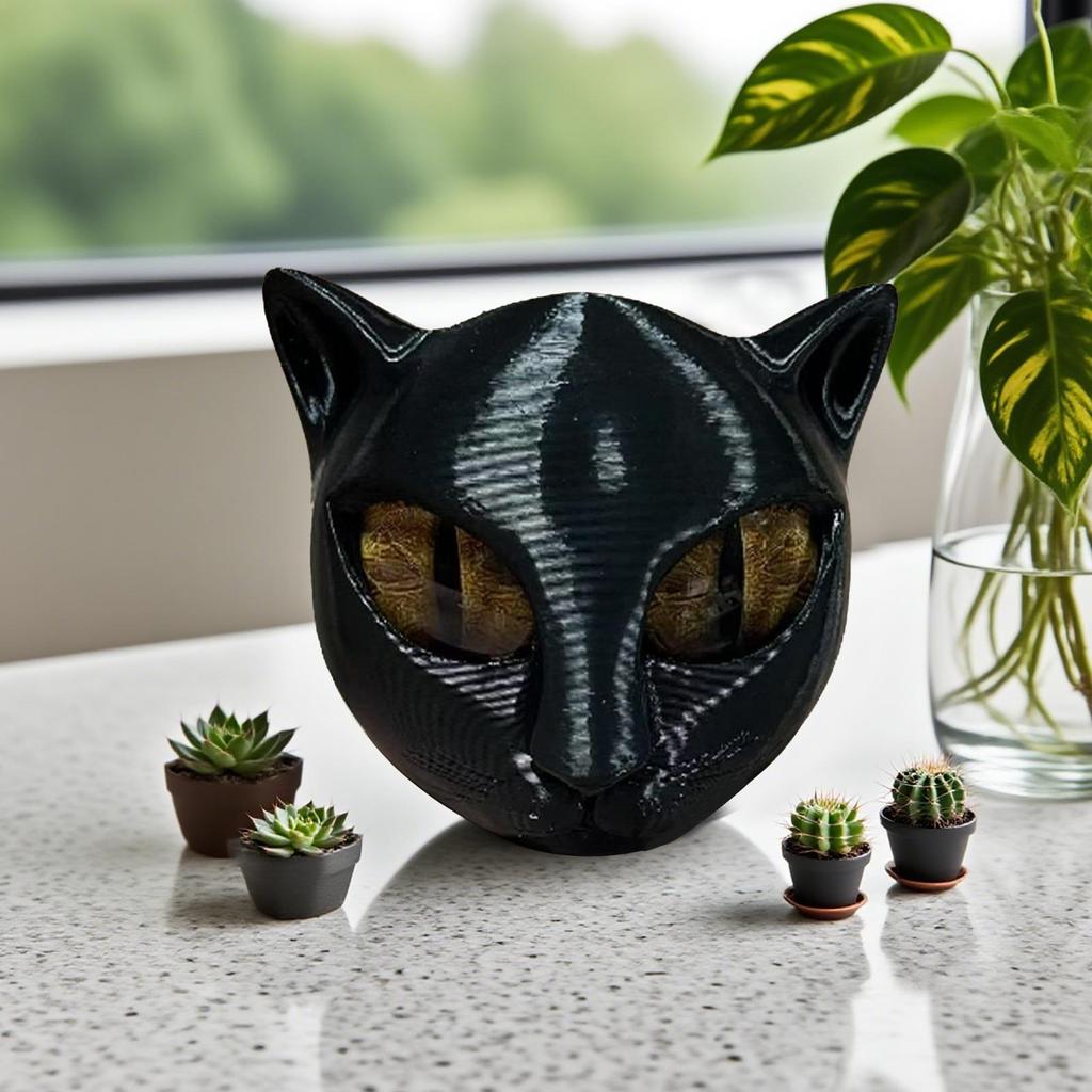 Cat Head Sculpture Cat Decor Kitten Art Piece Desk Decorations Cat Keepsake Gift Office Home Desktop Decoration for Halloween