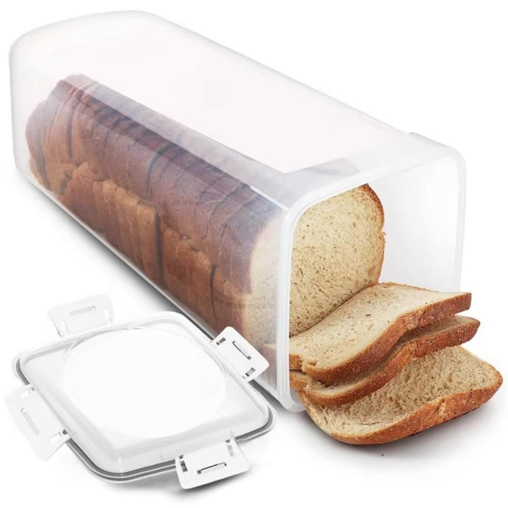 with Sealing Lid Bread Storage Box Plastic Bread Saver Sandwich Bread Holder  Bakery Pasta Storage white-without drawer