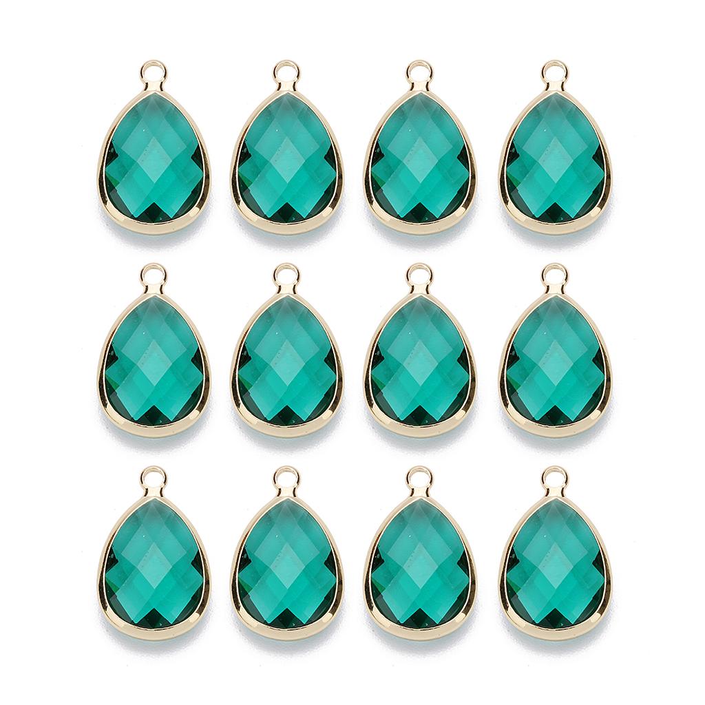 6Pcs Glass Droplet Shape Pendant with Gold Border High Quality Pendant For DIY Necklace Earrings Jewelry Accessories Supplies