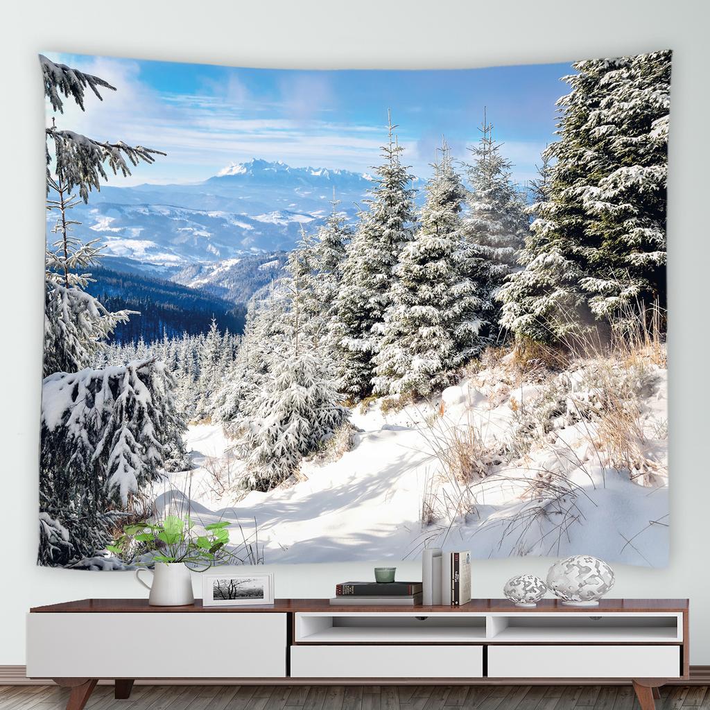 Winter Cedar Nature Landscape Print Pattern Tapestry Home Living Room Bedroom Wall Decor Background Cloth Tapestry