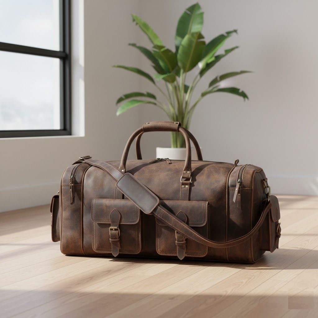 Personalisierte Leder-Reisetasche, Vollnarbenleder-Turnbeutel, Leder-Reisetasche für Männer, handgefertigte Leder-Wochenendtasche, Leder-Reisetasche als Geschenk