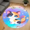 1PC Kawaii Cat Rainbow Round Chair Mat Area Rug - Non-Slip, Floor Mat for Office, Bedroom, and Indoor Decor -Gift D1127271