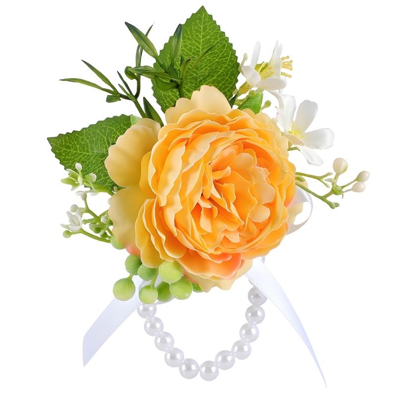Simulated Rose Wrist Corsage Artificial Rose Wedding Boutonniere for Groom Bridesmaid Wedding Bridal Showers Proms
