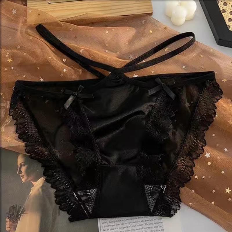 

Кружевные атласные трусики для женщин с низкой талией из чистого хлопка, бесшовное нижнее белье для девочек высокого качества L/XL чёрный