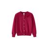Spring and Autumn Children's Bow-Knot Long-Sleeve Sweater Coat, Pure Cotton Girls' Knitted Cardigan, Red New Year Outfit