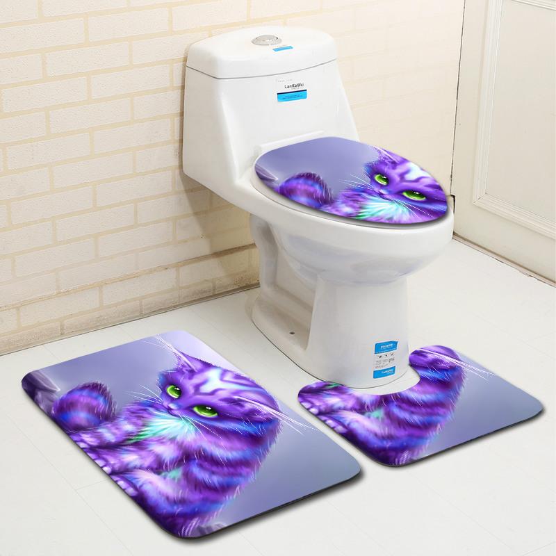 Animal Bathroom Toilet Floor Mat 3-Piece Set