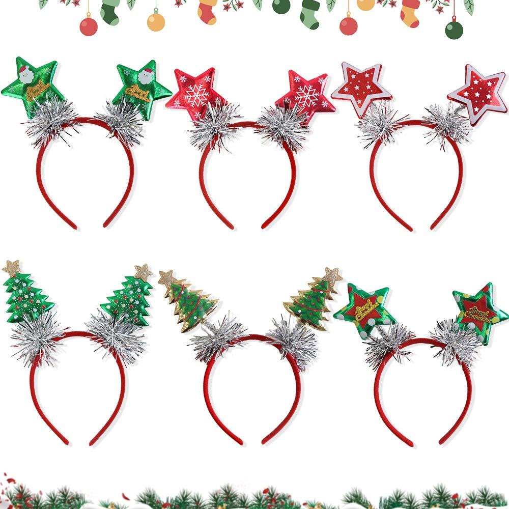 Christmas Tree Hairhoop Glittering Festive Holiday Headwear Gold Glitter Headband Festive Christmas Headbands For Christmas