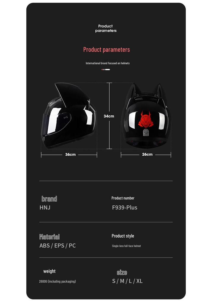 Women's Cat Ears Full Face Motorcycle Helmet for All Seasons