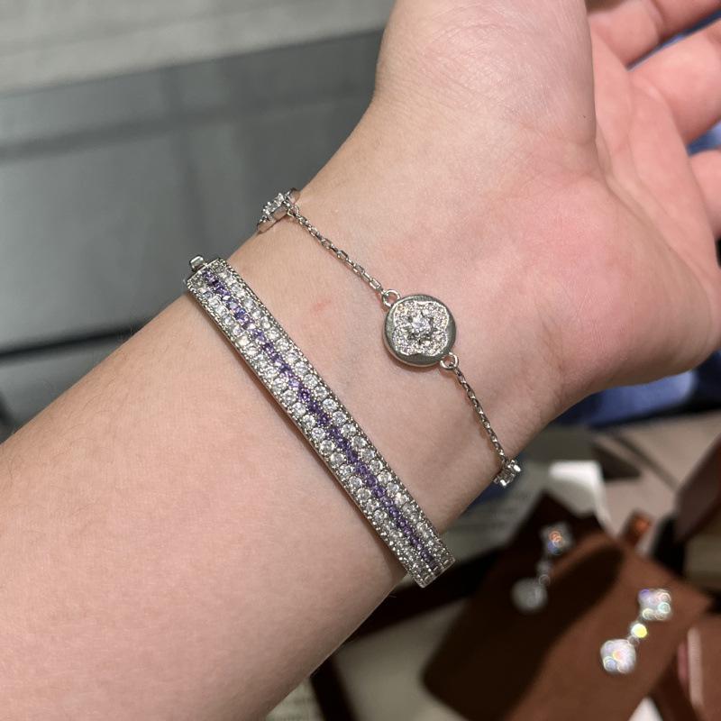 Brushed Small Persimmons, Persimmons, Ruyi Full Diamonds, Lucky Four-Leaf Clover Earrings, Bracelet, Premium Light Luxury Set