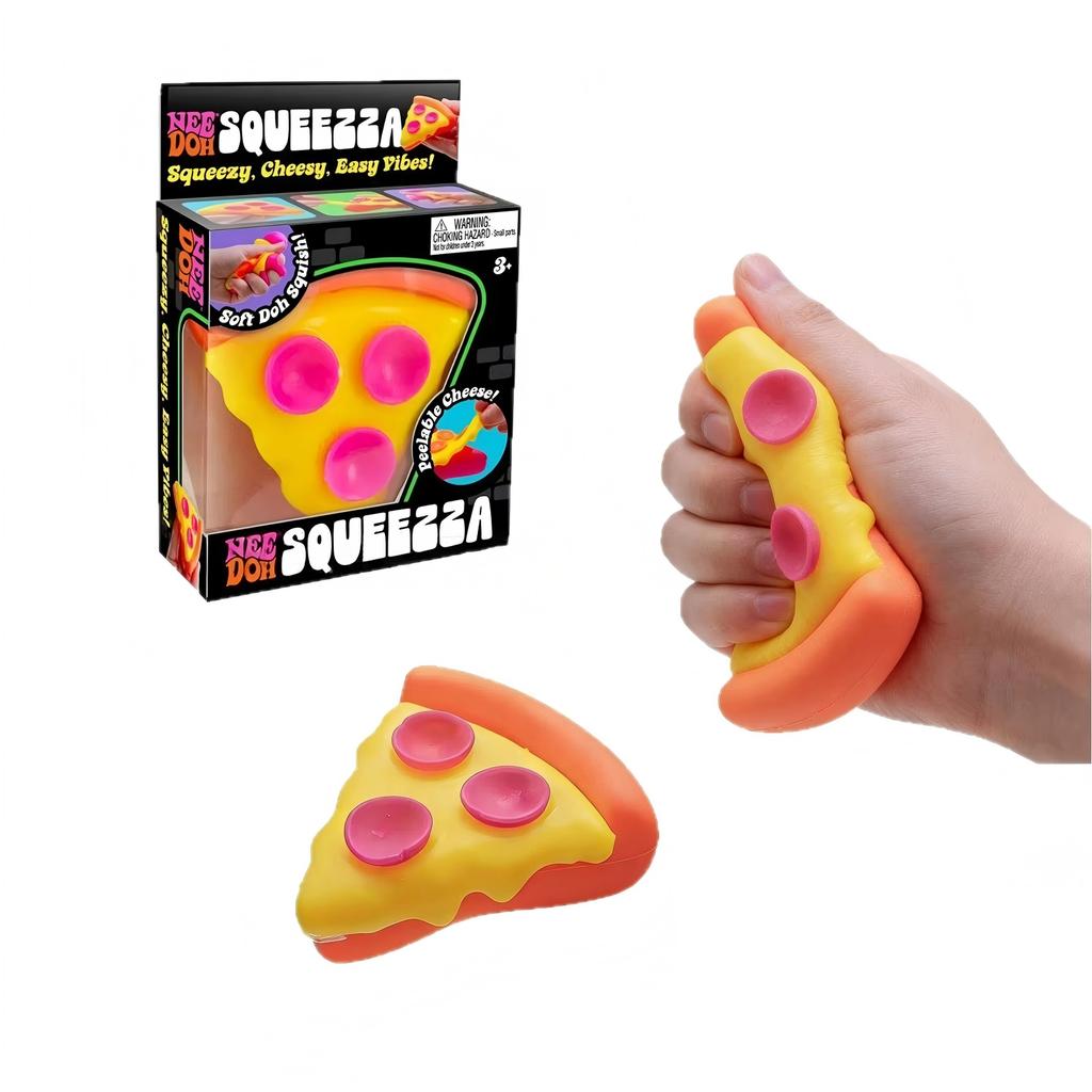 Cheesy Pizza Squeeze Toy, Nee Doh Squeezza Stress Relief Fidget Toy, Soft Textured Anxiety Relief Toy For Adults