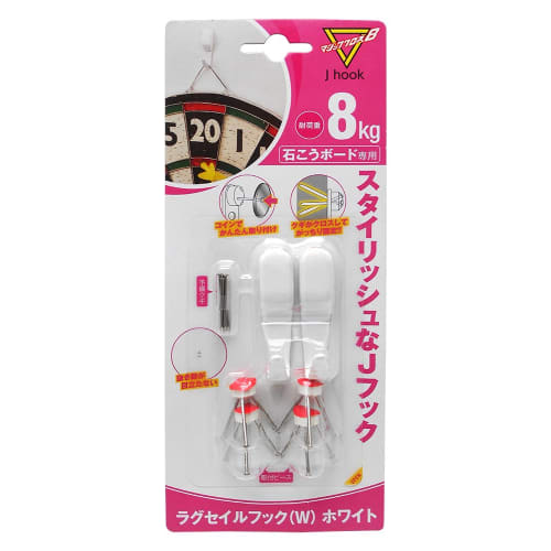 

Крючок для гипсокартона Nikkei Sangyo, Волшебный крест 8 J-крючок, Крючок для паруса (W), Белый, MA-61W