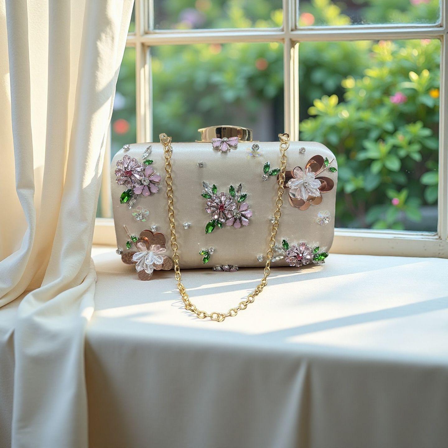 

Women Fashion Clutch Bag Beaded Leaf Metal Gold Lady Evening Bag Chain Shoulder Handbags Party Wedding Bridal Bags абрикосовый