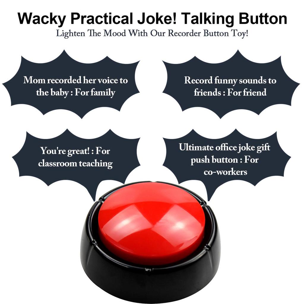 Answer Buzzer, Recording Toy Button with Sound and Quick Answer Button (Red+Black-M4)