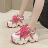 Fashion 6CM Platform Vulcanized Shoes for Women Sneakers Mesh Lace-up Women's Walking Shoes 2025 Fashion Autumn Bling Casual Women Shoes