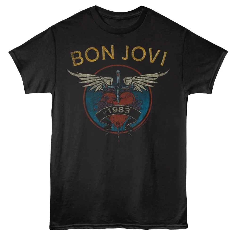 Bon Jovi - Est 1983 - Black - Front Print Unisex Short Sleeve Children s T-shirt 130