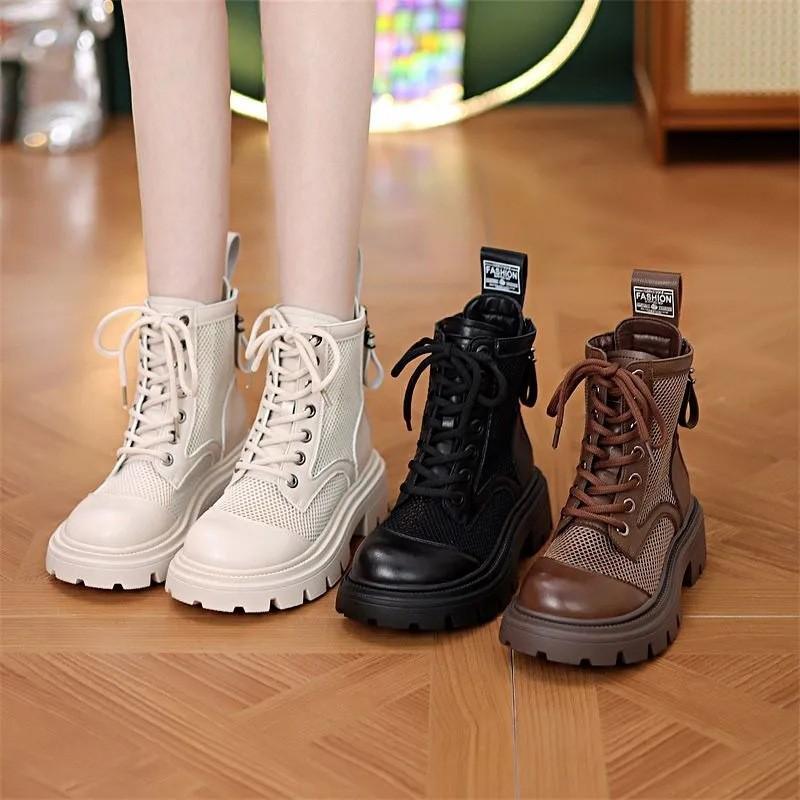 Summer thin Martin boots women's mesh super breathable hollow advanced sense new thick-soled short boots