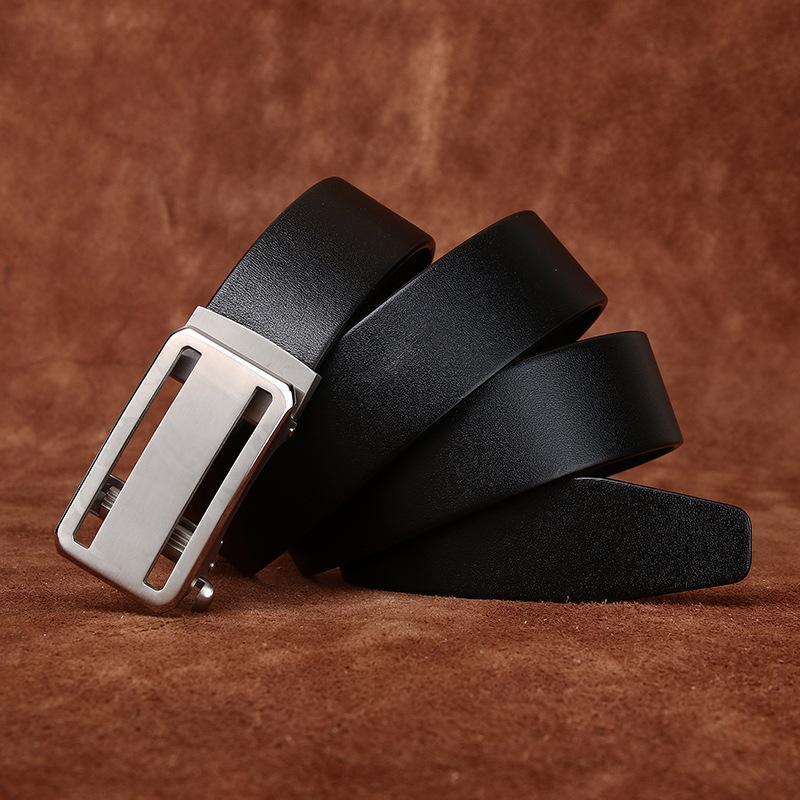 High-End Stainless Steel Automatic Buckle Belt Men'S Genuine Leather First Layer Cowhide Simple Business Dress Pants Belt Men'S