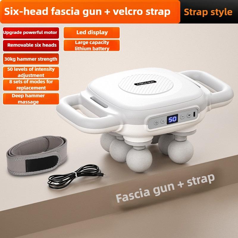 Six-head Fascia Massage Gun Full Body Deep Massage Electric Wireless Massager Home High Frequency Muscle Vibration Relaxation
