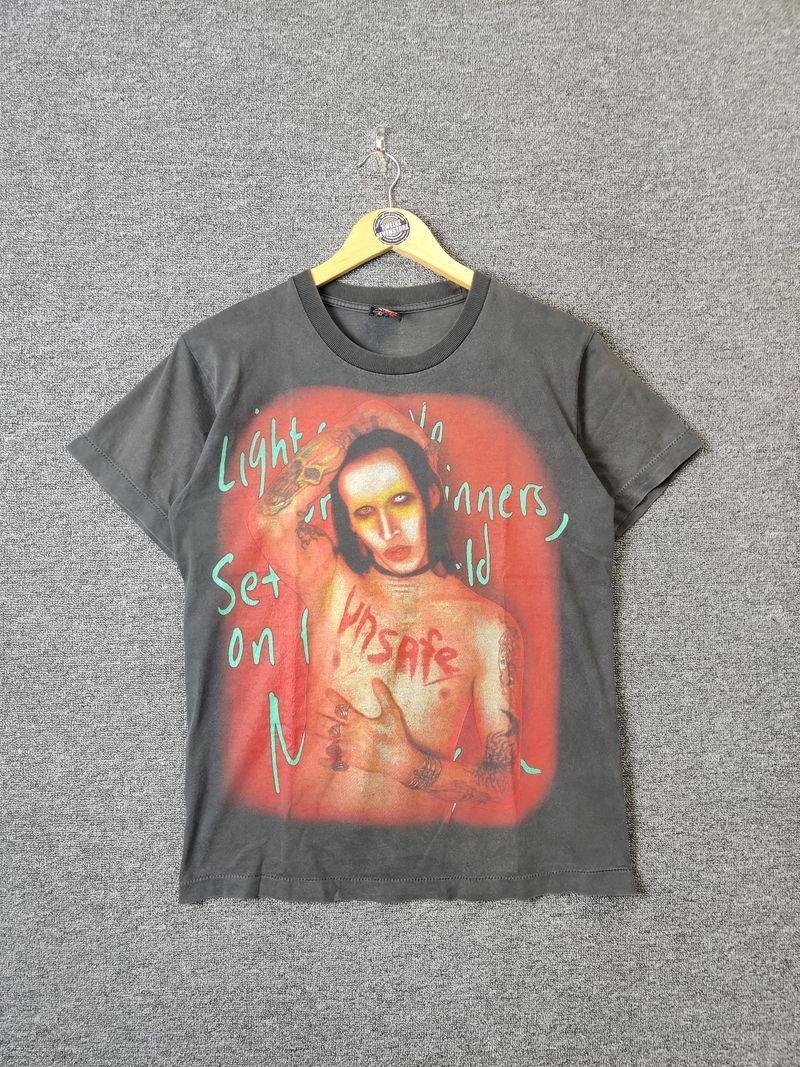 Vintage 90 Marilyn Manson Rock Band Black Unisex Tshirt Reprint S5XL KH6447 S