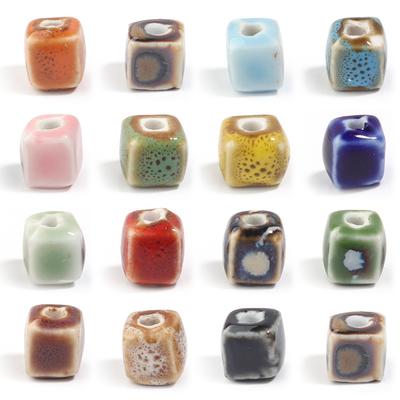 10pcs/lot Colorful Square Ceramic Beads Floral Glaze Porcelain Bead for DIY Bracelet Necklace Charms Jewelry Making Supplies