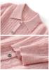Women's Cable Knit Cashmere Cardigan - Polo Collar, Buttoned, College Style, Fall/Winter Layer