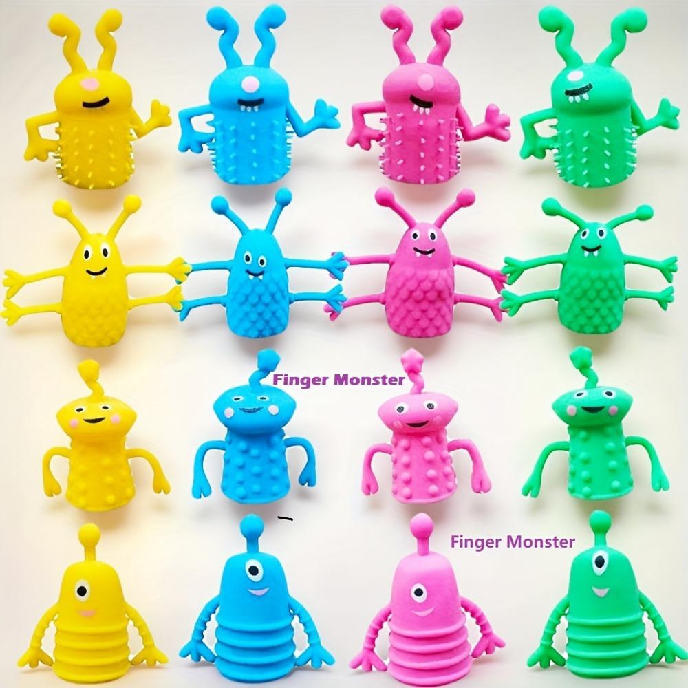1/10 Pcs Finger Puppets Toys Funny Colorful Monster Stretchy Soft Rubber Finger Doll Toys for Children's Party Favors